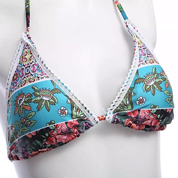 👙V Neck String Style Floral Print Boho Two Piece - Picture 2 of 5